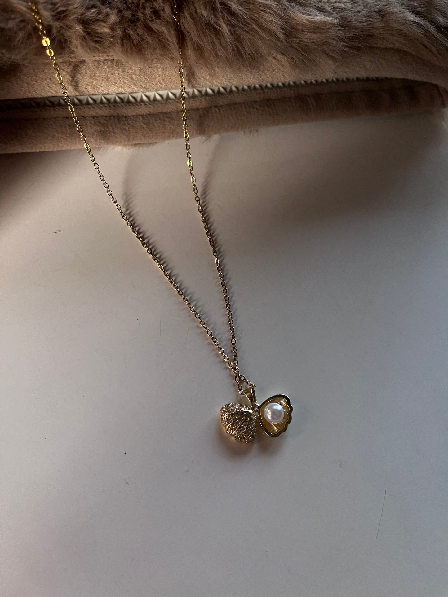 Shell with pearl necklace
