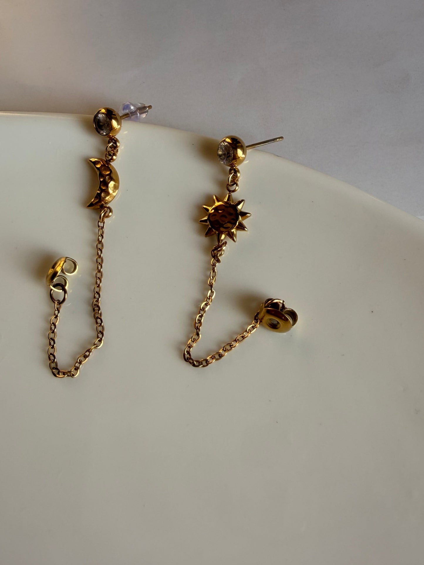 Sun & Moon Chain Loop Studs