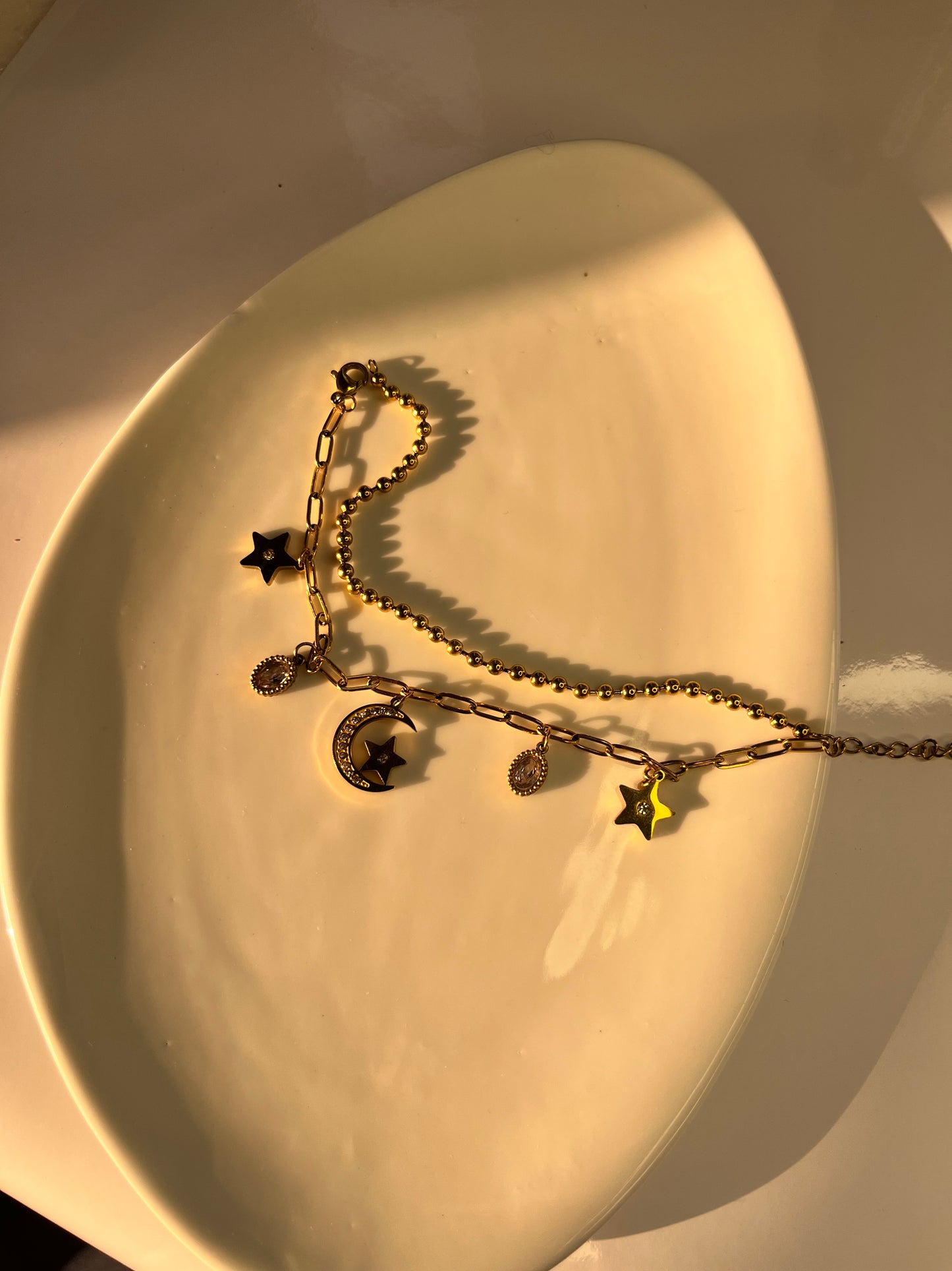 Moon star double layered bracelet