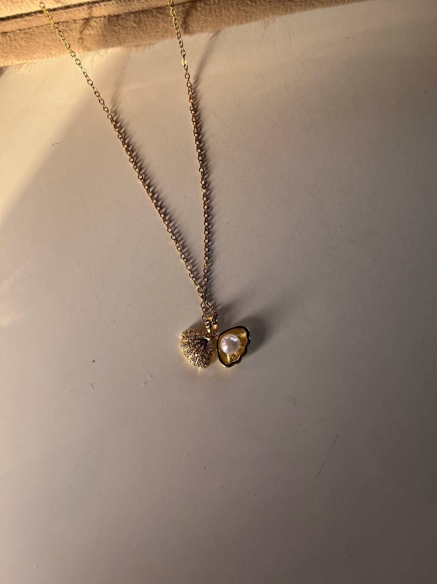 Shell with pearl necklace