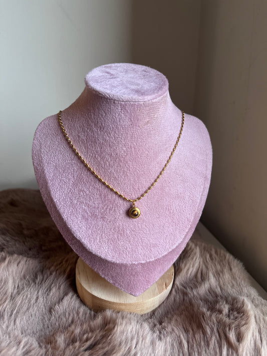 Beaded chain with Brown marble stone