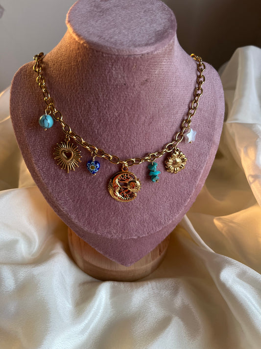 Sun moon necklace