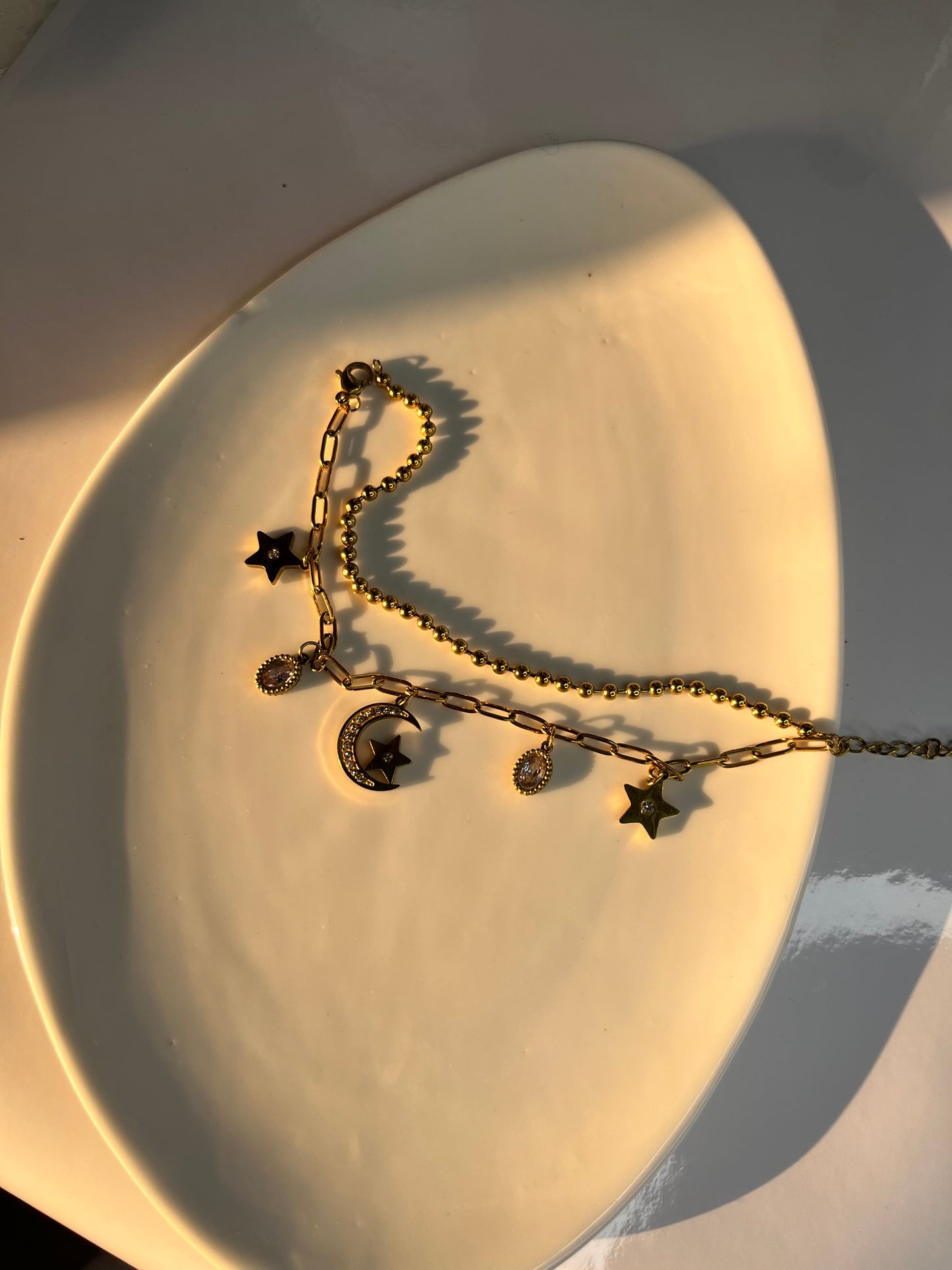 Moon star double layered bracelet