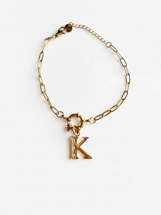 Adjustable Bracelet with "K" Initial