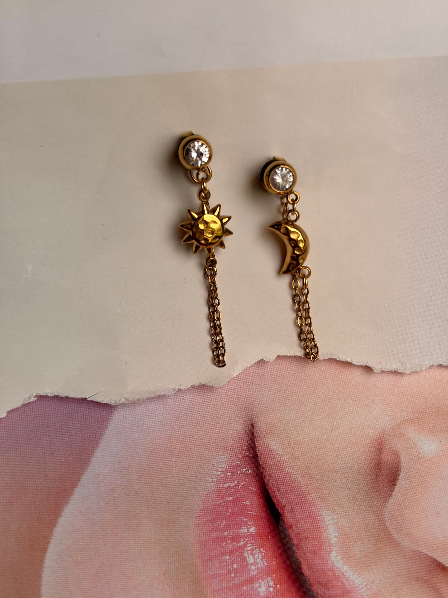 Sun & Moon Chain Loop Studs