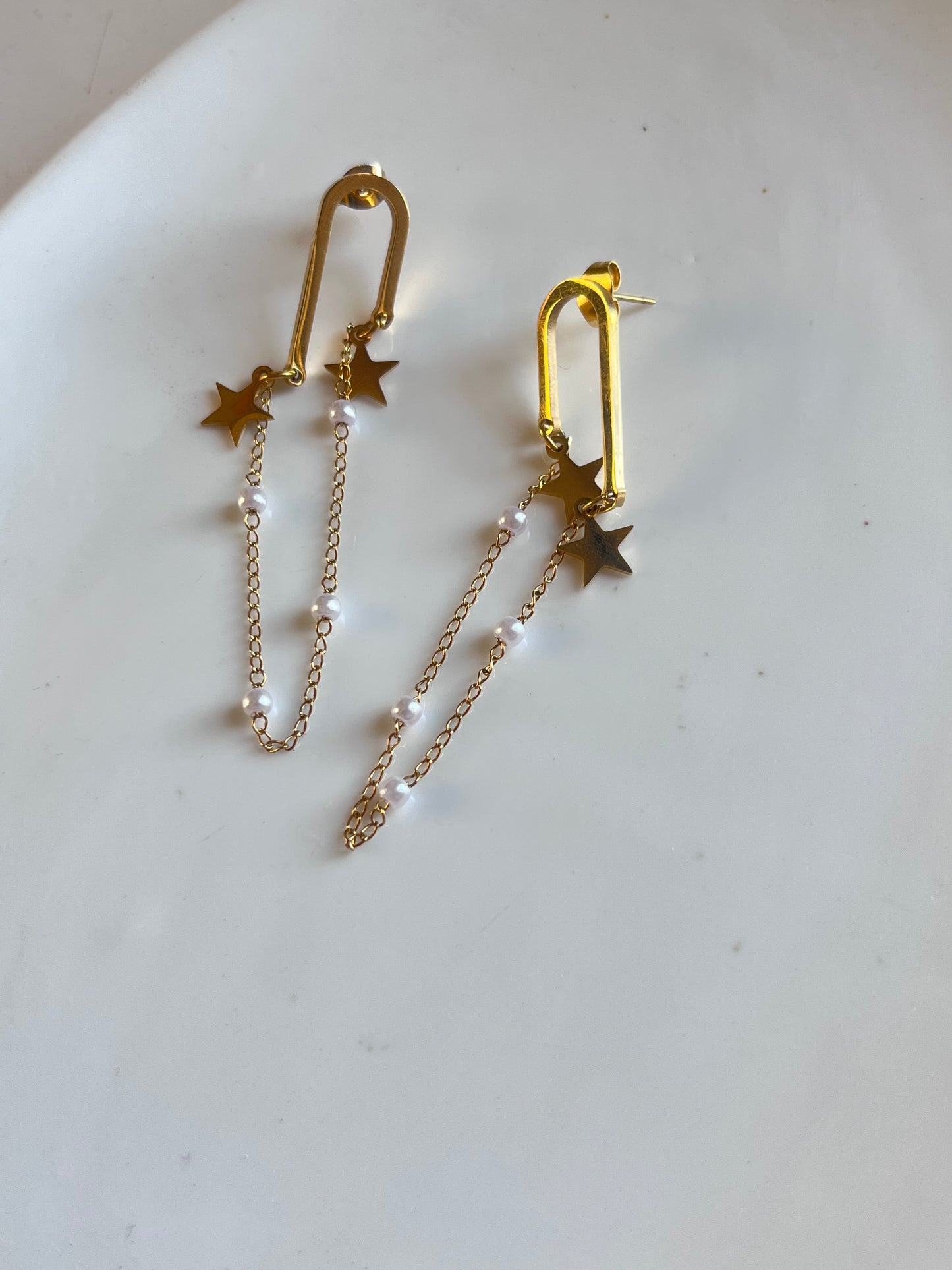 Pearl and star earing