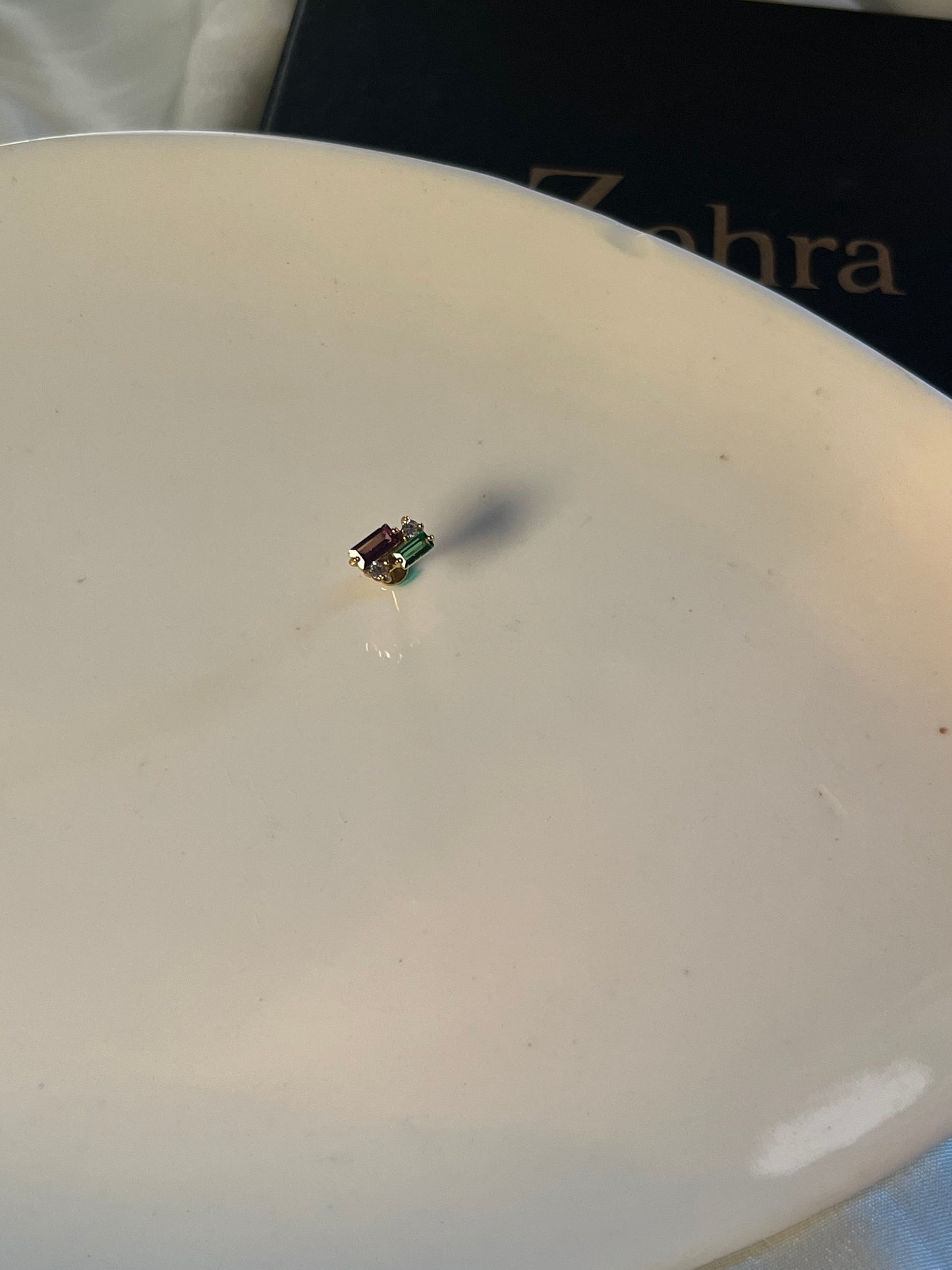 Purple Green Stone Single Stud