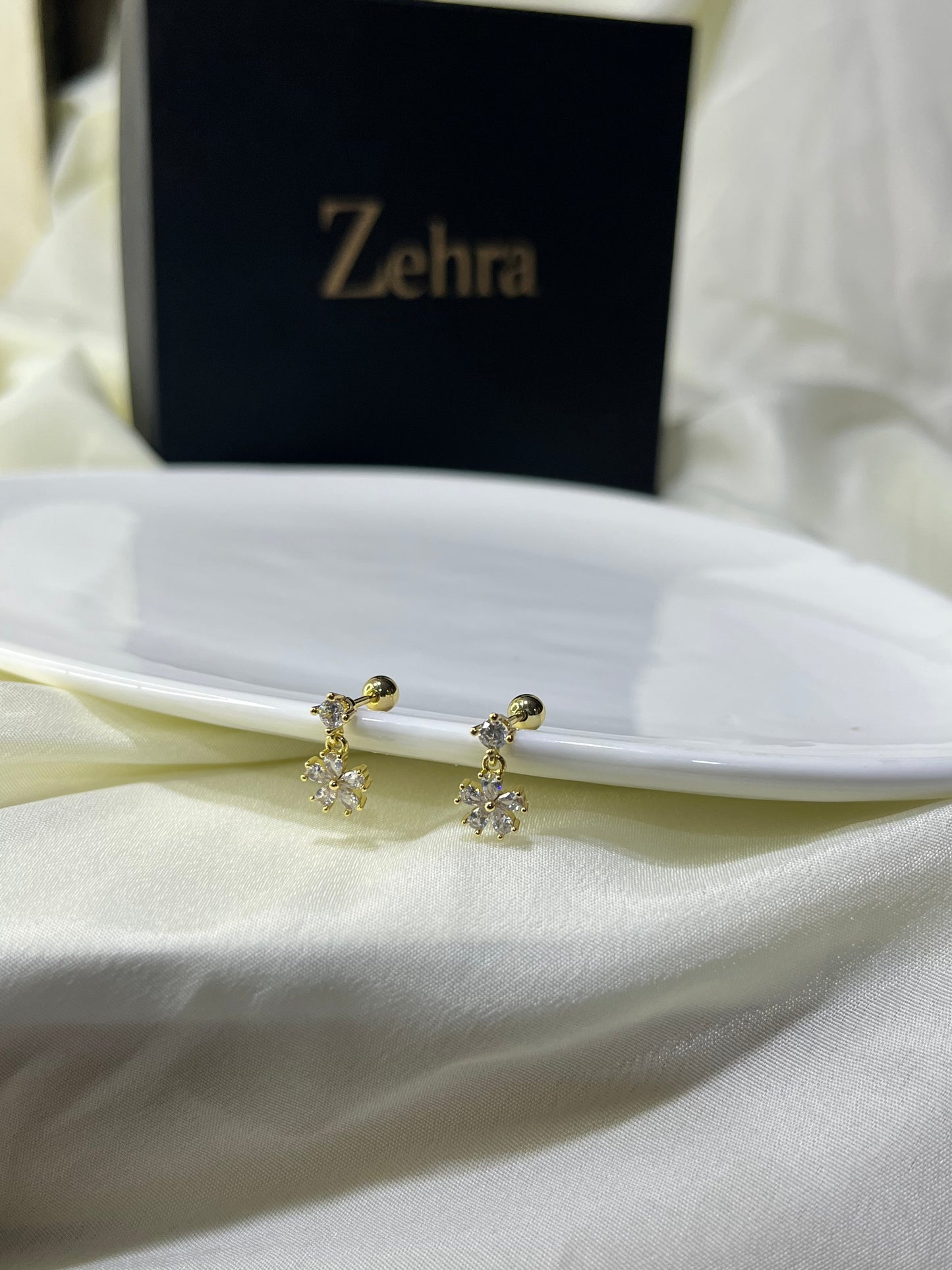 Flower Hanging Studs Pair