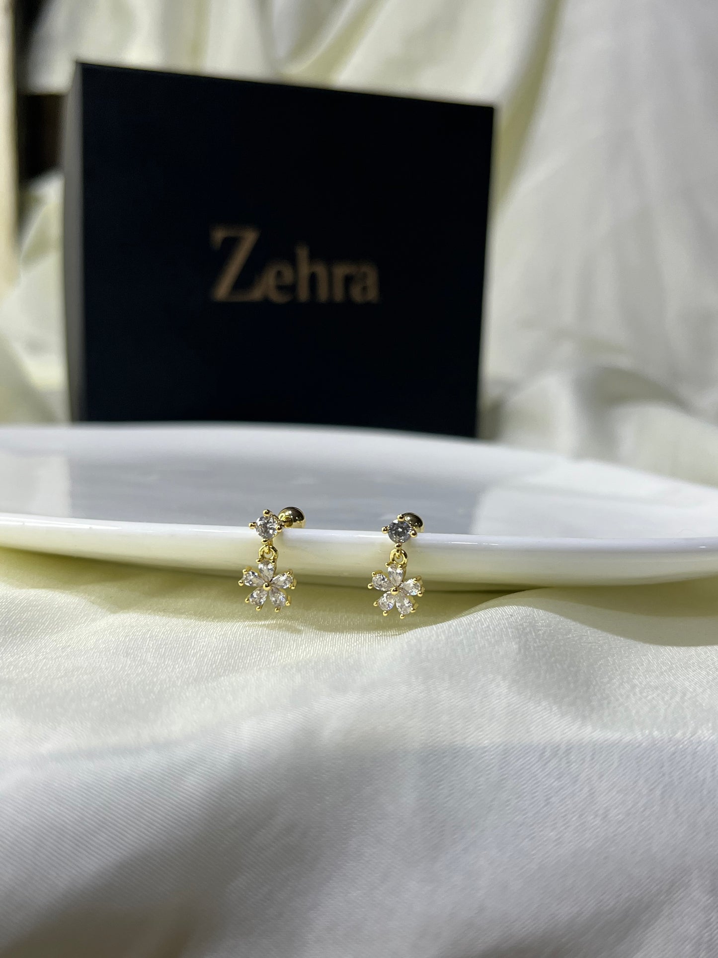 Flower Hanging Studs Pair