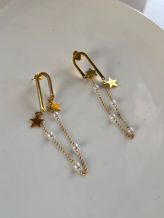 Pearl and star earing