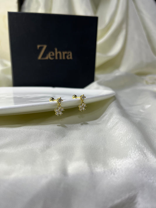 Flower Hanging Studs Pair