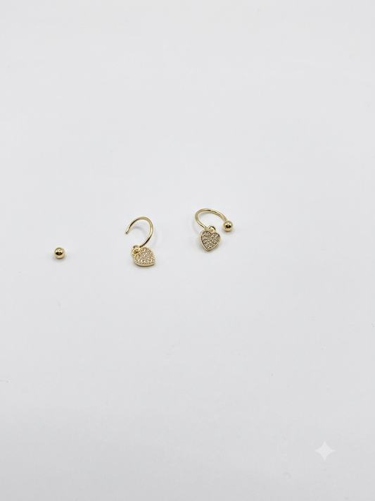 Heart hoop studs (pair)