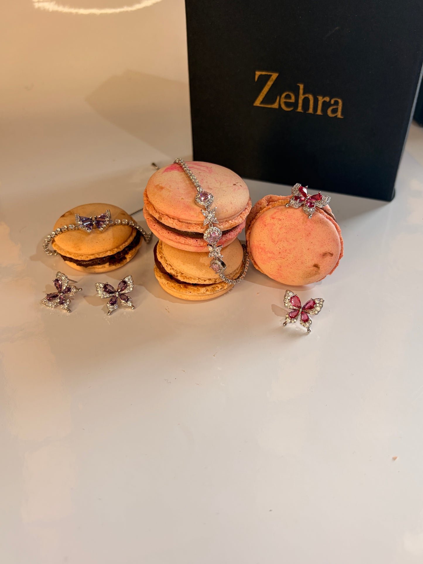 Pink butterfly earings