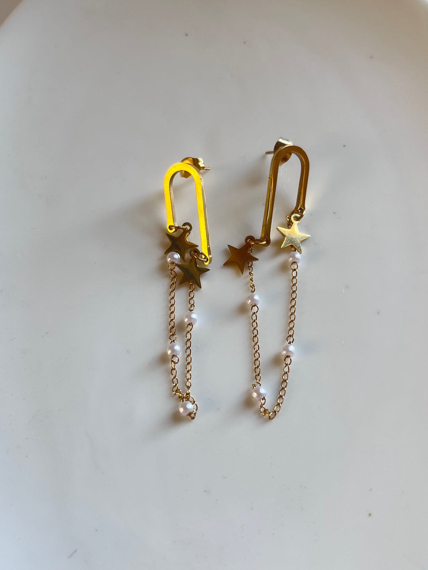 Pearl and star earing