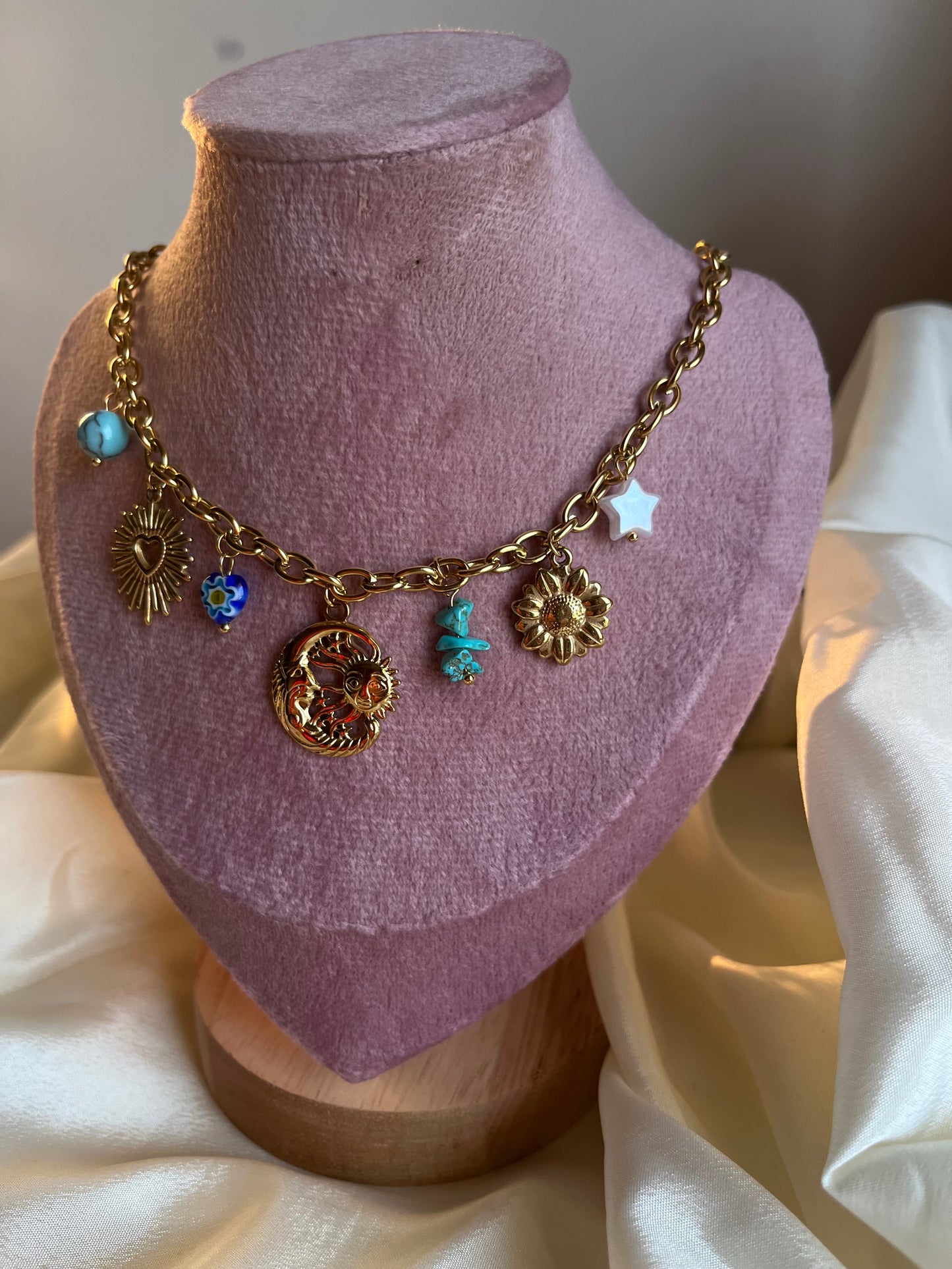 Sun moon necklace