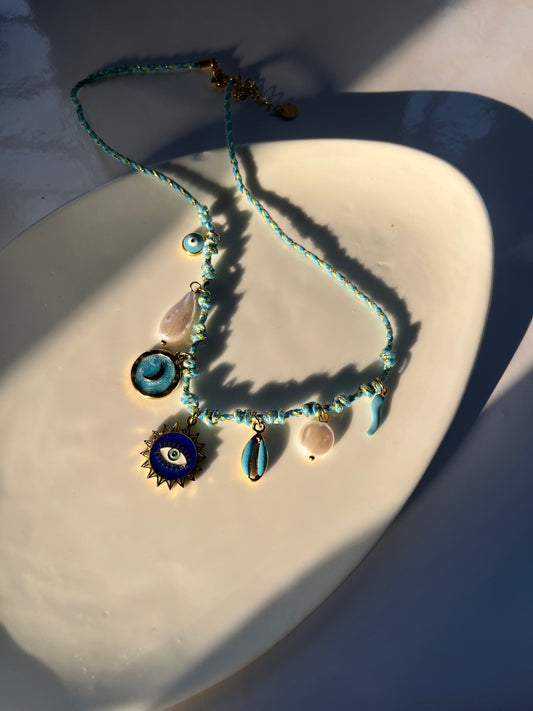 Evil eye thread necklace