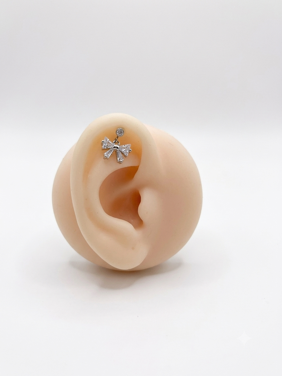 Bow Silver Helix (pair)
