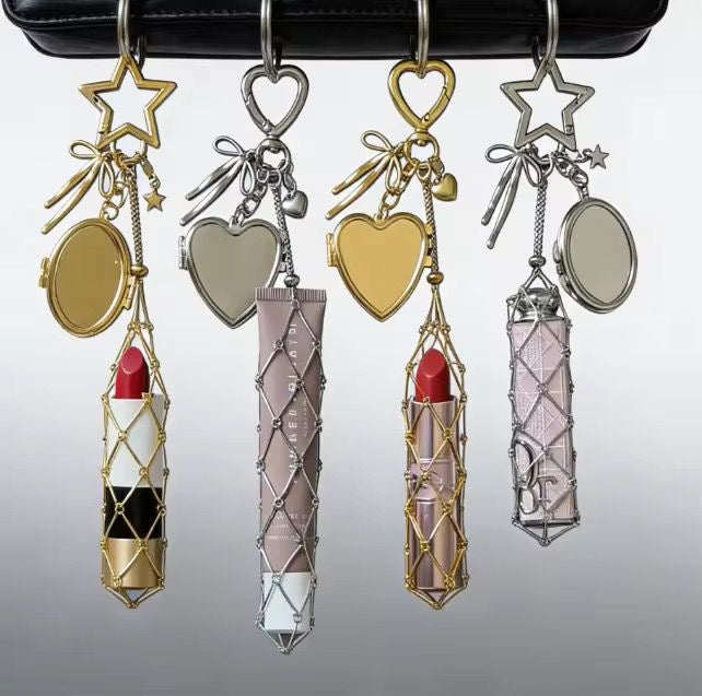 Lipstick heart bag charms