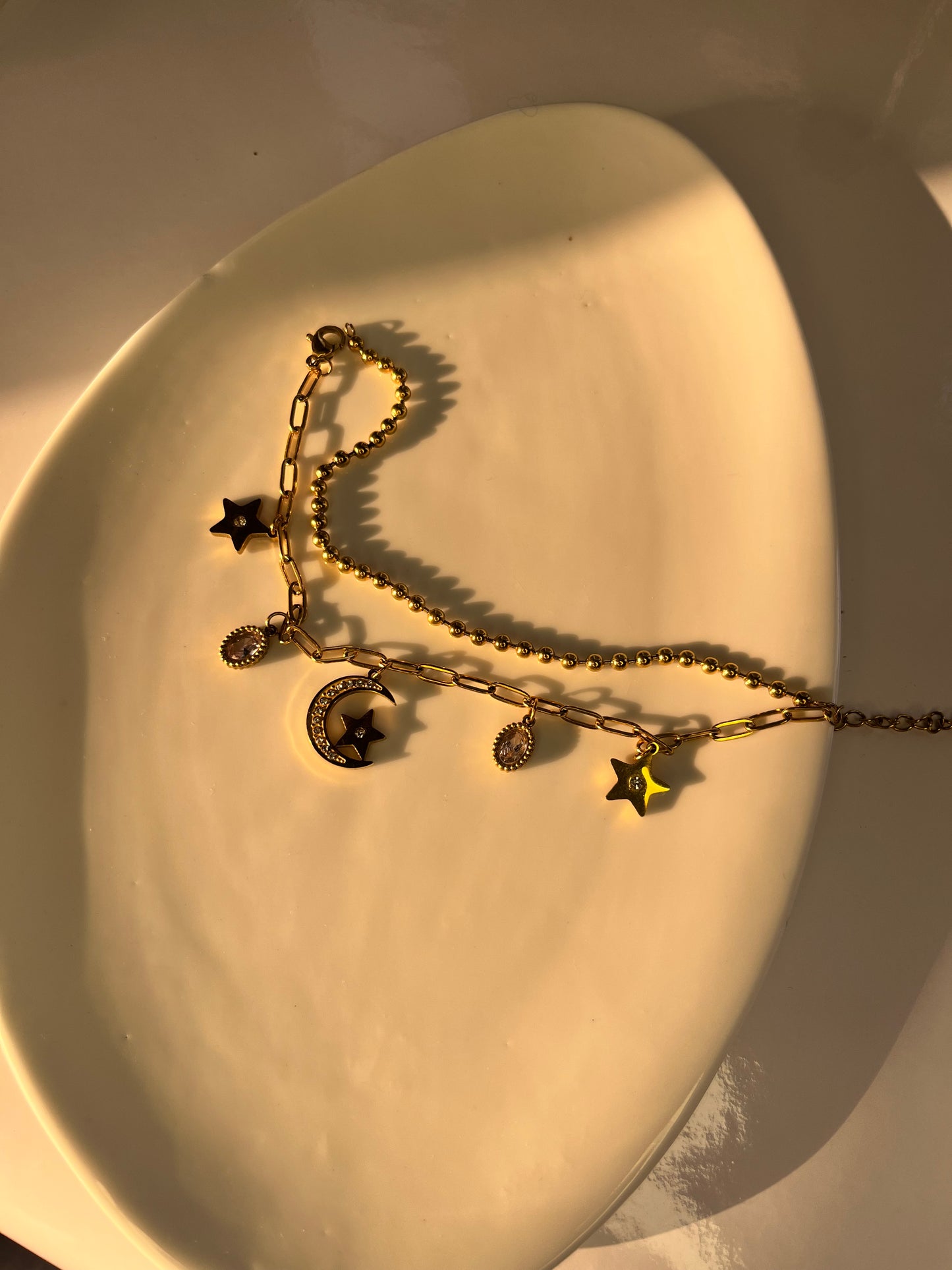 Moon star double layered bracelet