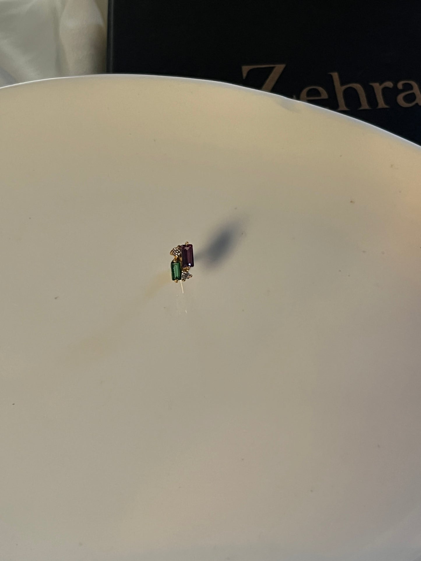 Purple Green Stone Single Stud