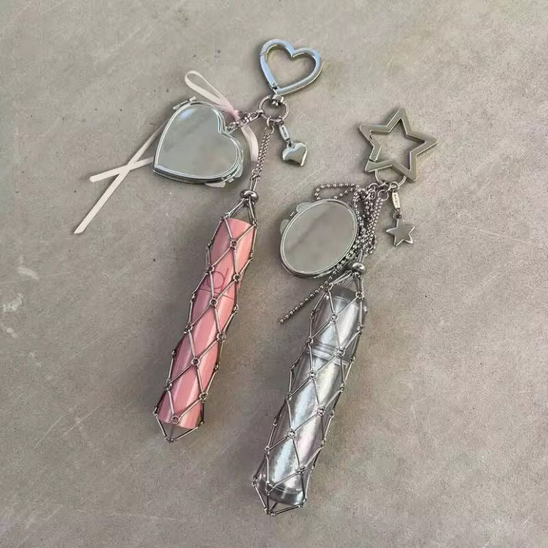 Lipstick heart bag charms