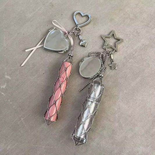 Lipstick heart bag charms