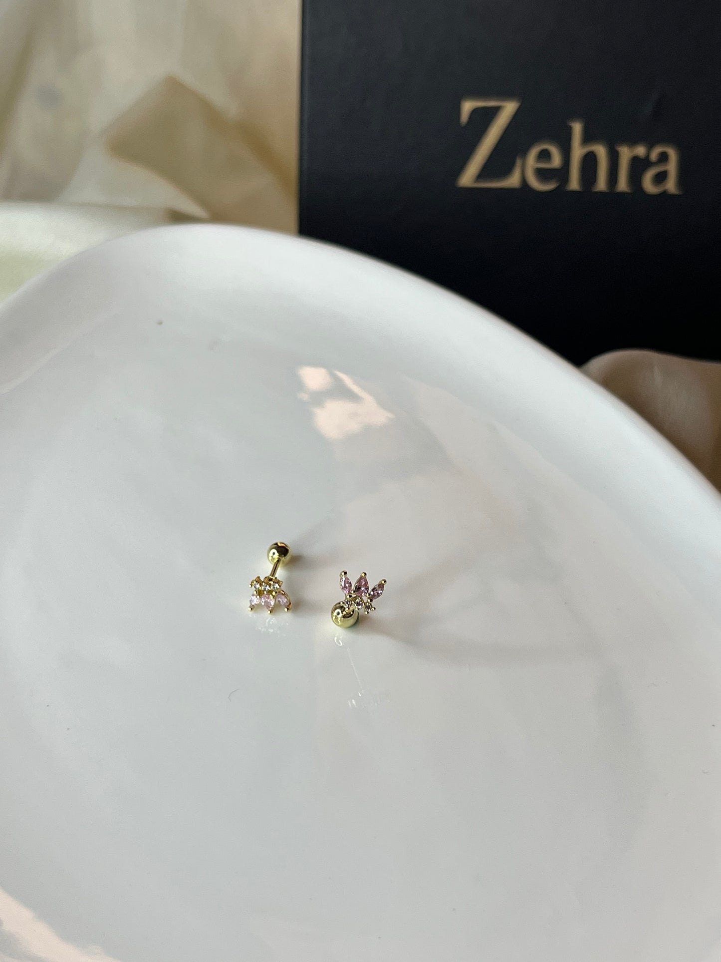 Pink Lotus Stud Pair